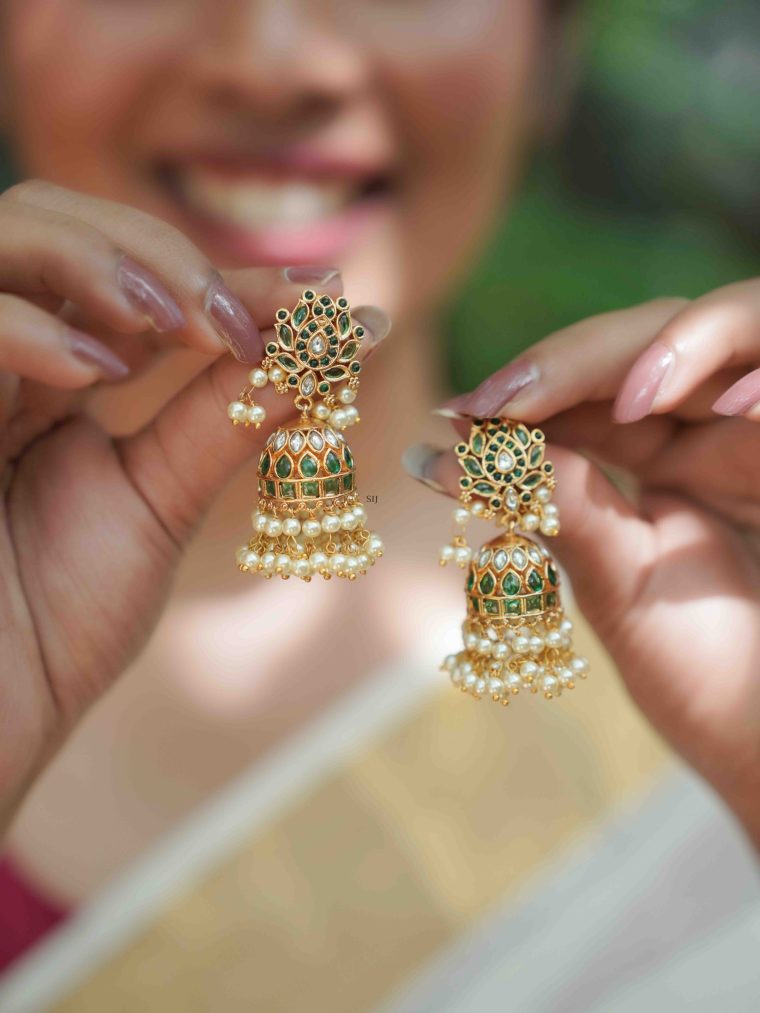 Artificial Pearl Drop Kemp Jhumkas_2