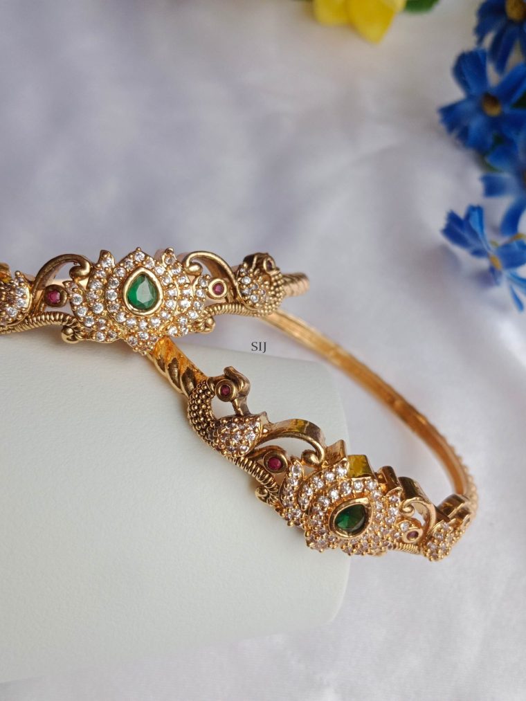 Dual Peacock Flower Design Kada Bangle