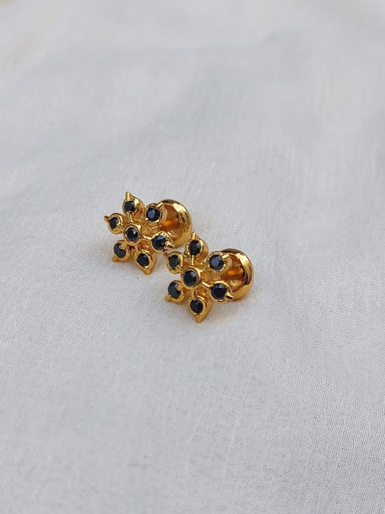 Gold Finish Diamond Replica Ear Studs