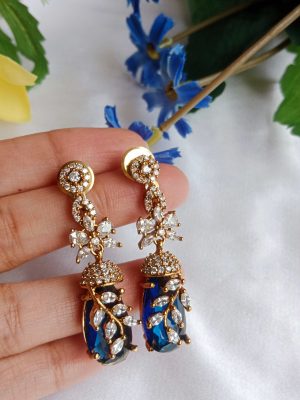 Imitation Big Blue Stone Drop Earrings