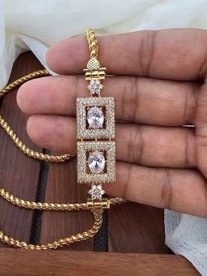 Imitation Square Shape CZ Stone Mugappu Chain