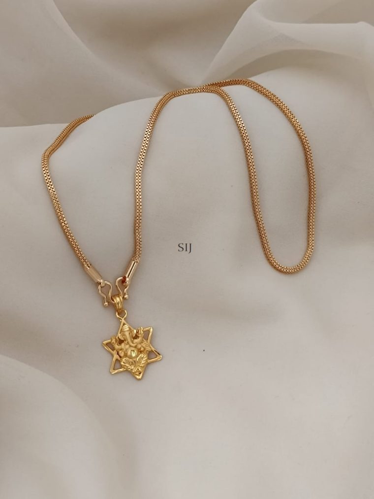 Traditional Star Design Ganesh Pendant& Chain