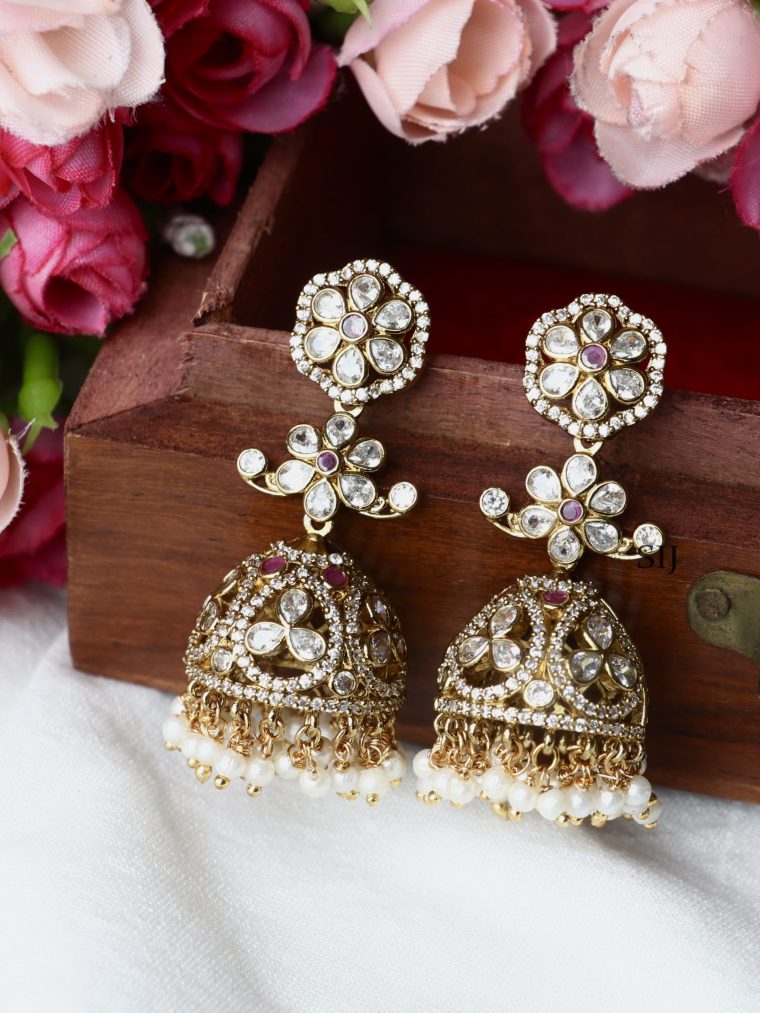 Artificial AD Stones Victorian Jhumkas