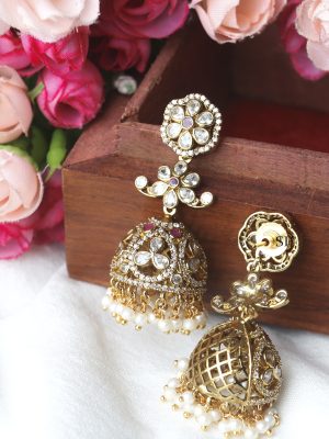 Artificial AD Stones Victorian Jhumkas