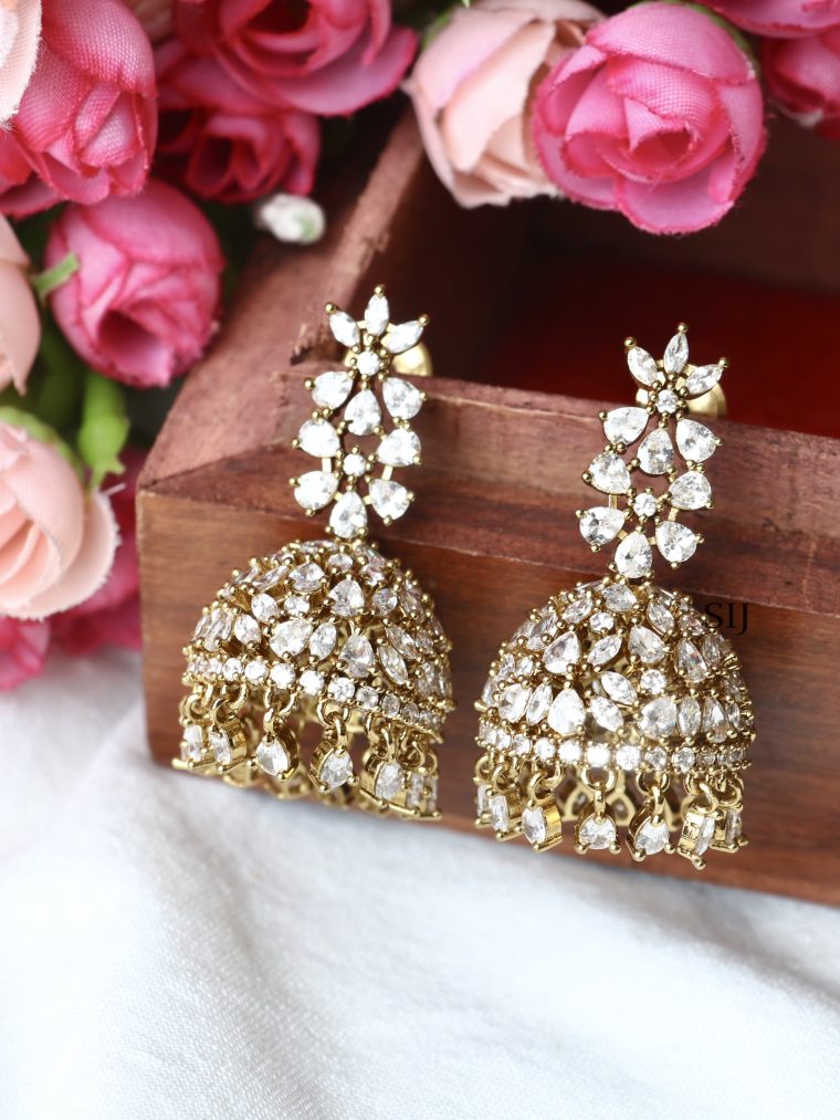 Imitaiton White Stone Jhumkas