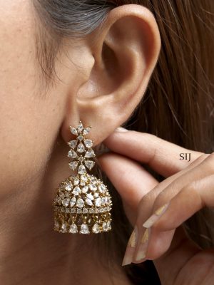 Imitaiton White Stone Jhumkas