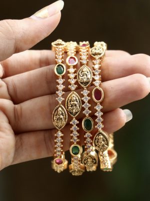 Traditional AD Stones Bangles with Lakshmi Devi