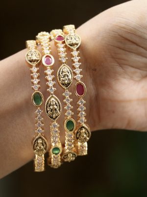 Traditional AD Stones Bangles with Lakshmi Devi