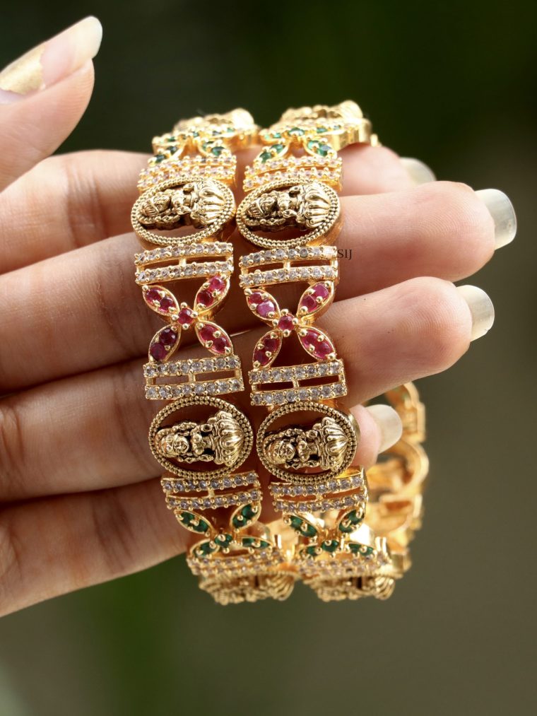 Traditional Lakshmi Bangles with Multi Stones