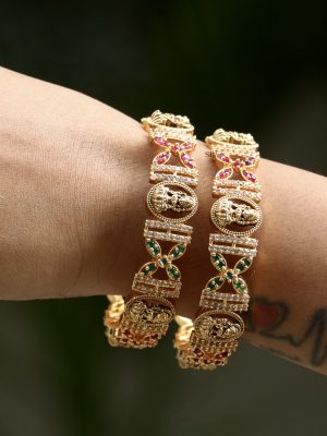 Traditional Lakshmi Bangles with Multi Stones