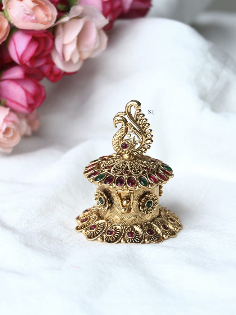 Gold Plated Mayura Sindoor Box