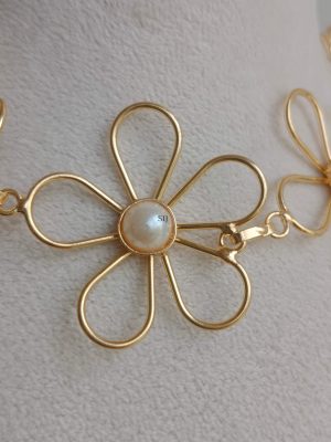 Gold Plated Big Flower Design Necklace