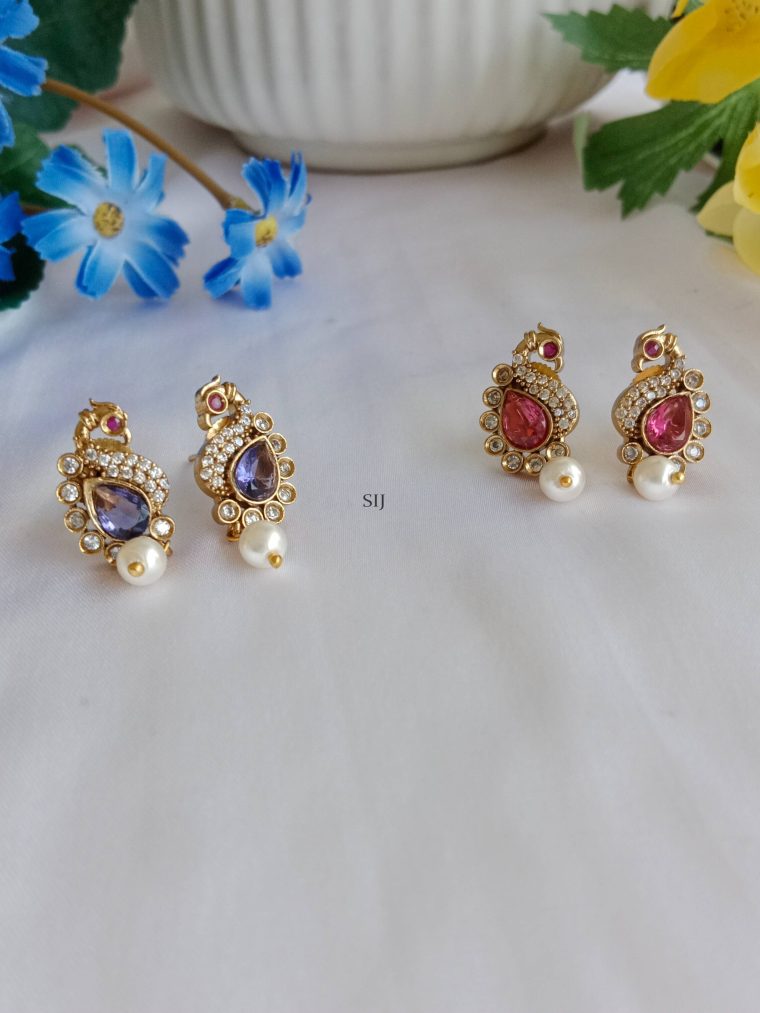 Artificial Victorian Peacock Ear Studs_group