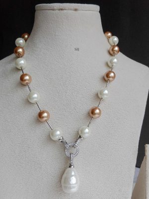 Imitation Pearl Necklace With Removable Pendant