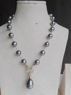 Imitation Pearl Necklace With Removable Pendant