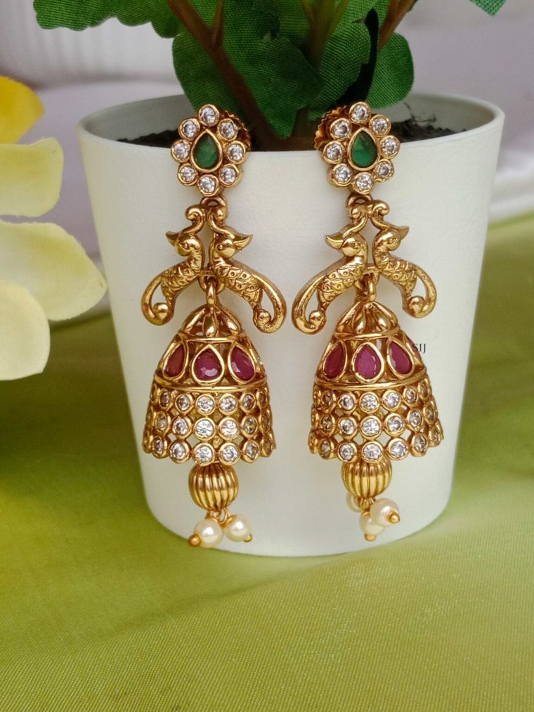 Gold Plated Dual Peacock Jhumkas