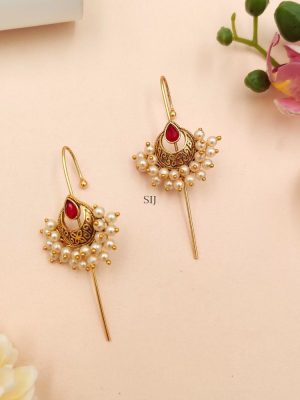 Chand Bali Design Ear Cuffs with Bunch of Pearls