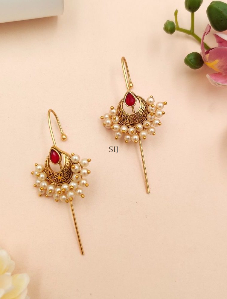 Chand Bali Design Ear Cuffs with Bunch of Pearls