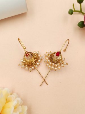 Chand Bali Design Ear Cuffs with Bunch of Pearls