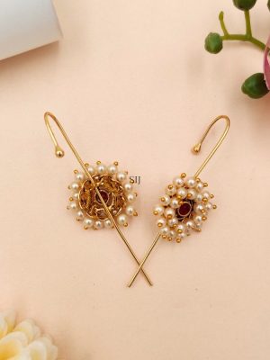 Imitation Round Design Ear Cuffs with Bunch of Pearls