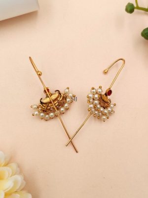 One Gram Gold Ear Cuffs with Bunch of Pearls