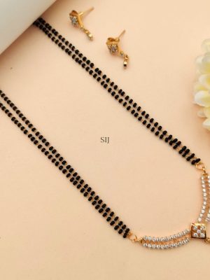 Gold Plated Mangalsutra with White Stones Pendant