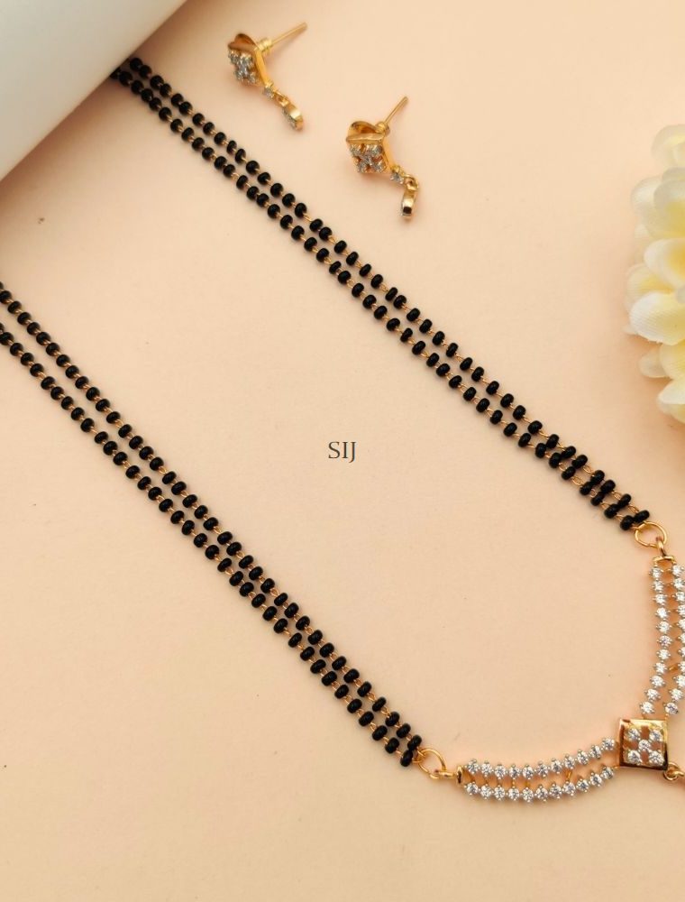 Gold Plated Mangalsutra with White Stones Pendant