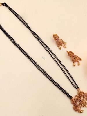 Gold Finish Mangalsutra with Three Lakshmi Pendants