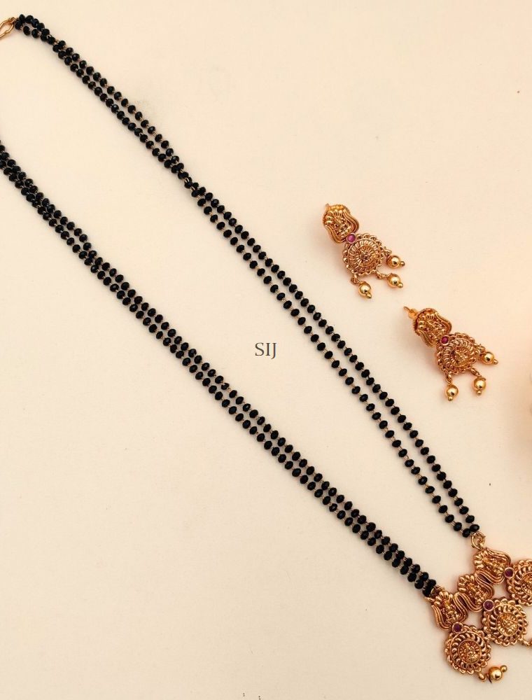 Gold Finish Mangalsutra with Three Lakshmi Pendants