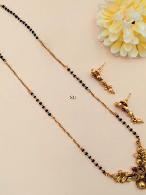 Antique Finish Dual Peacock Pendant Mangalsutra