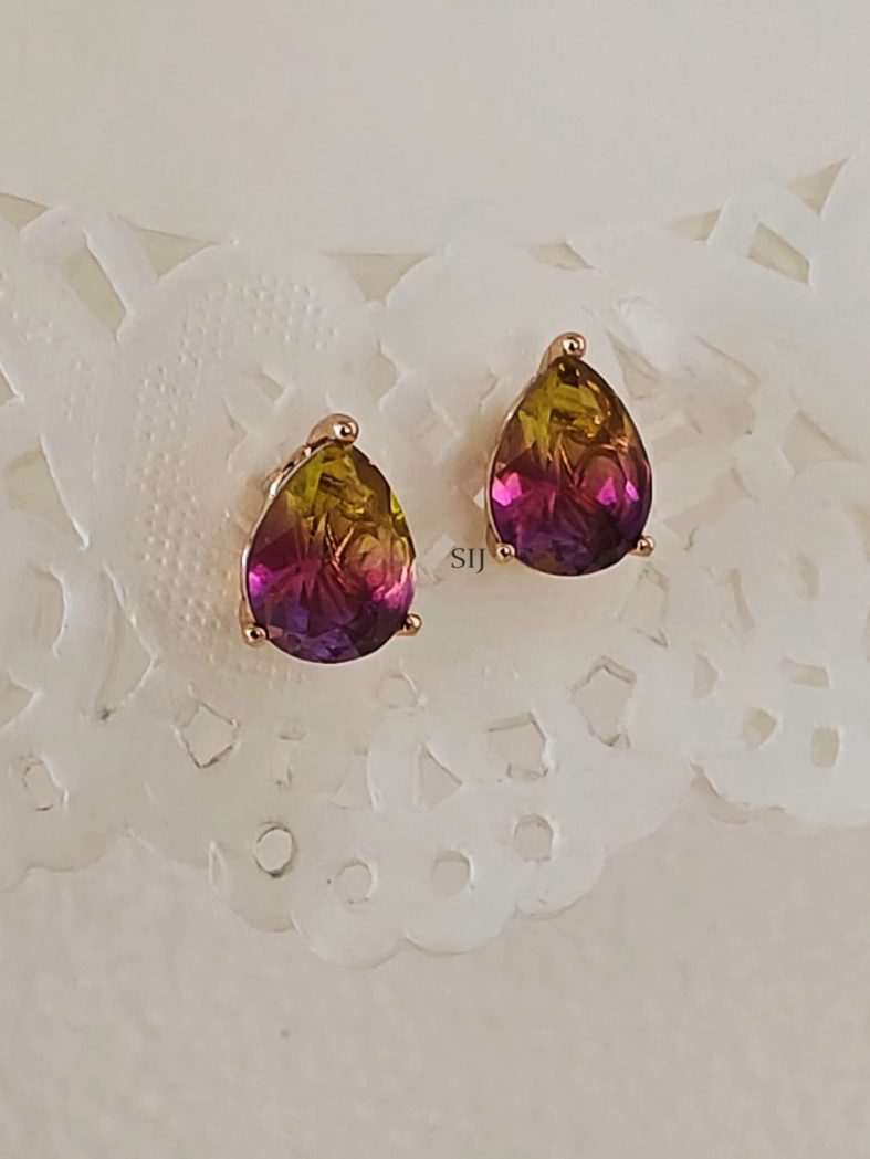 Artificial Multicolored Stone Studded Ear Studs