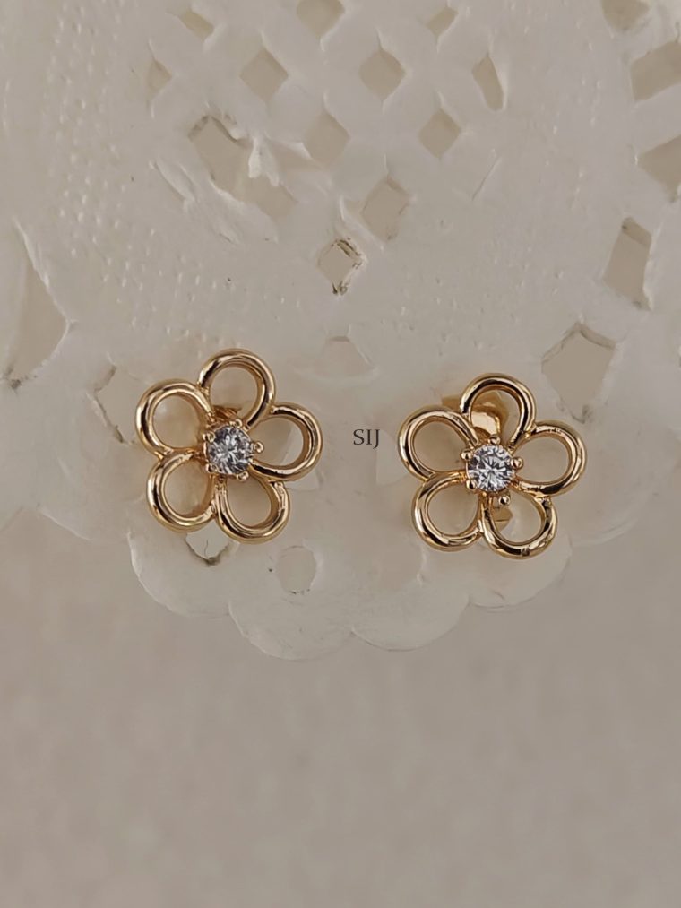 Sterling Silver Based Floral Design Ear Studs