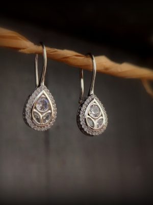 Artificial AD Stones Studded Hook Earrings