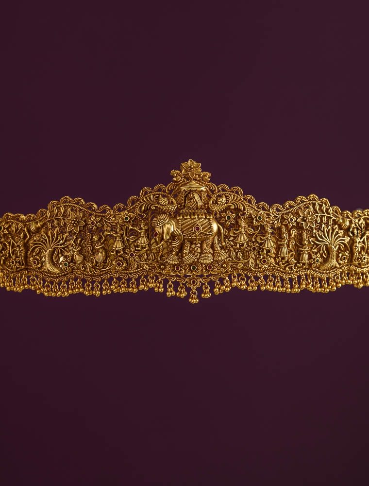 Gold Plated Hip Belt with Bridal on Elephant Design