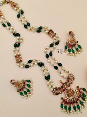 Imitation Lakshmi Pendant Pearl Long Necklace