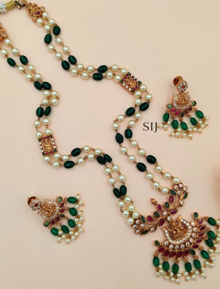 Imitation Lakshmi Pendant Pearl Long Necklace