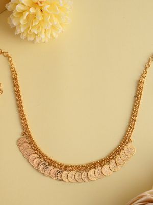 Gold Finish Lakshmi Coin Necklace