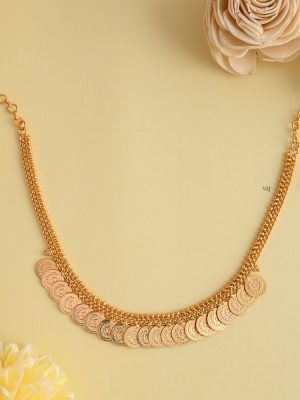 Gold Finish Lakshmi Coin Necklace