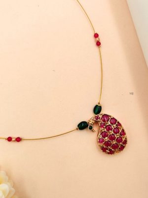 Gold Finish Peacock Design Pendant Invisible Necklace