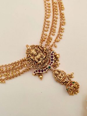 Antique Kemp Jadai Billai Gold Finish Beaded With Mattal