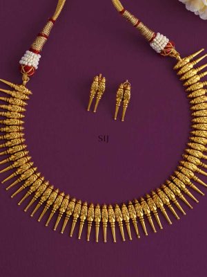 Antique Mullai Mottu Necklace With Matching Earrings