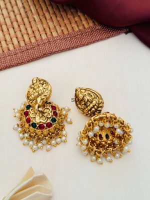 Antique Pearl Drops Peacock& Lakshmi Design Haram