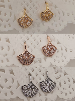 Artificial Fan Design Silver Plated Gold Plated & Rose Gold Plated Earrings