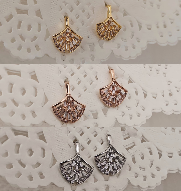 Artificial Fan Design Silver Plated Gold Plated & Rose Gold Plated Earrings