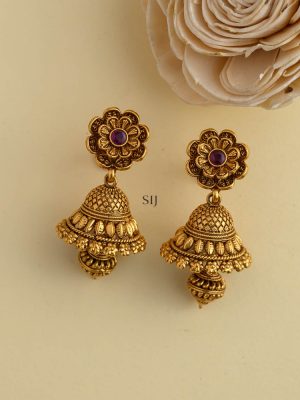 Artificial Flower Design Necklace With Matching Jhumkas