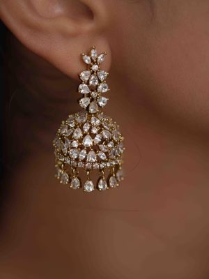 Artificial White Stone Jhumkas