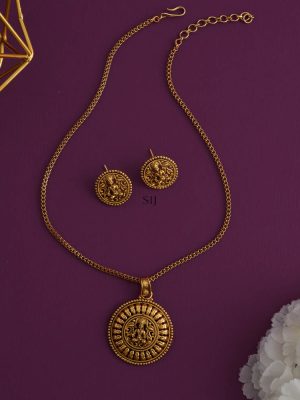 Gold Finish Lakshmi Pendant &Chain