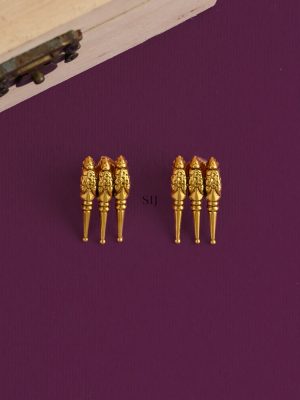 Gold Finish Mullai Mottu Haram With Matching Earrings