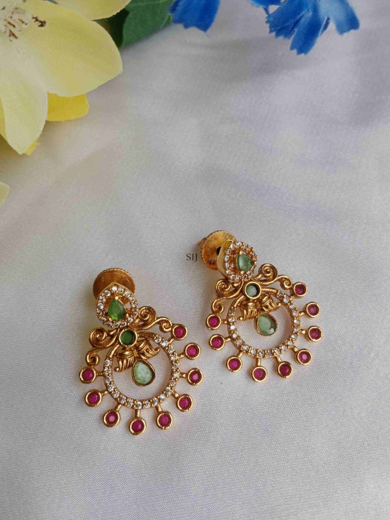 Gold Plated Multicolor Stone Chand Bali Earrings