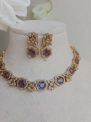 Imitation Blue& AD Stones Necklace